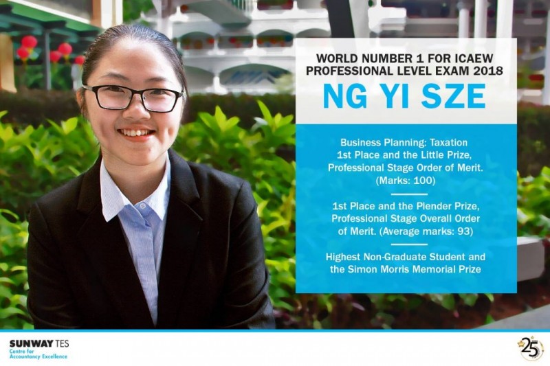 Ng Yi Sze - Top in the World for ICAEW Professional Exam 2018