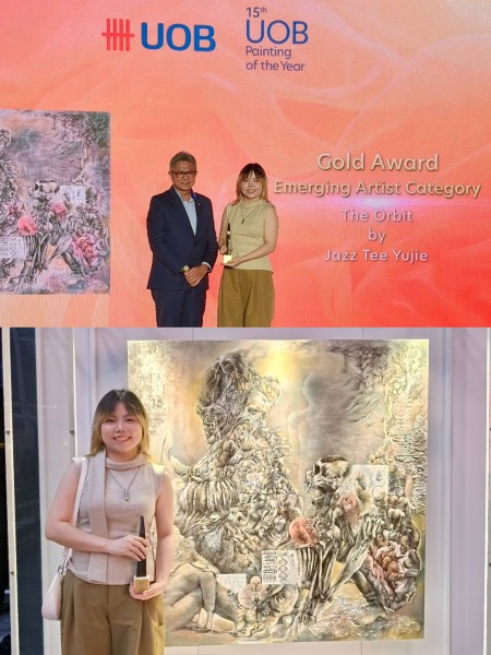 UOB Painting of the Year 是亚洲纯美术界最具影响力的艺术奖项之一，
Dasein 学生以情感张力十足、笔触独特的作品脱颖而出，荣获「新锐艺术家组」最高荣誉 —— Gold Award（金奖）。