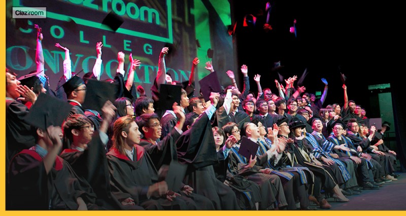 Clazroom Students wore gown for graduation ceremony
