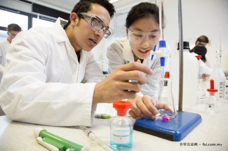JM是受注册的英国大学及院校招生事务处，学生可通过JM申请就读位于英国布莱顿校区的贝勒比斯学院 （Bellebys College UK-Brighton Campus）。图为该校学生在进行科学实验研究。