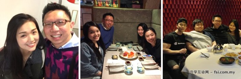 国外留学新体验，改写您人生新旅程。最上图为K-Smart 负责人Jonathan Tee 与诺森比亚大学一等荣誉生，Jessie Lim 分享其喜悦。她在未毕业前就在伦敦被有关企业聘请，在该公司工作五年。最下图为另一位一等荣誉生Vikky Phang与Jonathan Tee相见欢，于伯明汉（Birmingham）共享晩餐。